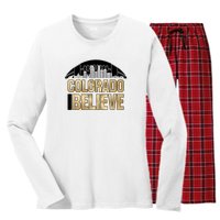 Colorado I Believe In Football Women's Long Sleeve Flannel Pajama Set 