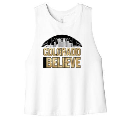 Colorado I Believe In Football Women's Racerback Cropped Tank