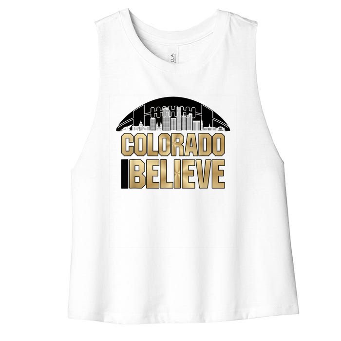 Colorado I Believe In Football Women's Racerback Cropped Tank