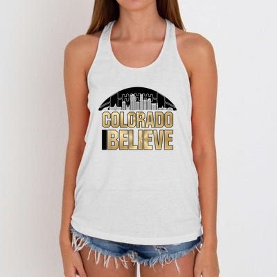 Colorado I Believe In Football Women's Knotted Racerback Tank