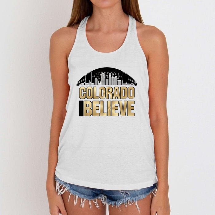 Colorado I Believe In Football Women's Knotted Racerback Tank