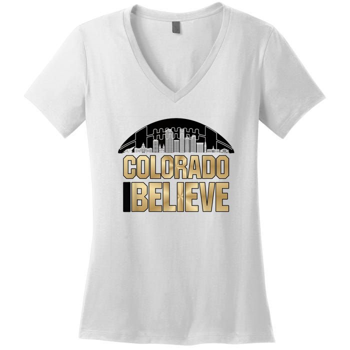 Colorado I Believe In Football Women's V-Neck T-Shirt