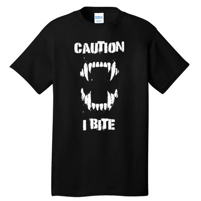 Caution I Bite Vampire Werewolf Halloween Tall T-Shirt