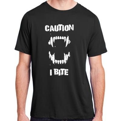 Caution I Bite Vampire Werewolf Halloween Adult ChromaSoft Performance T-Shirt