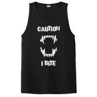 Caution I Bite Vampire Werewolf Halloween PosiCharge Competitor Tank