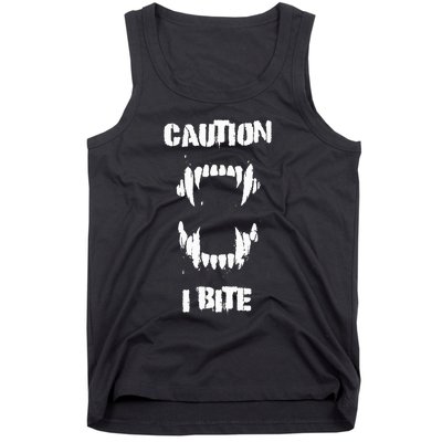 Caution I Bite Vampire Werewolf Halloween Tank Top