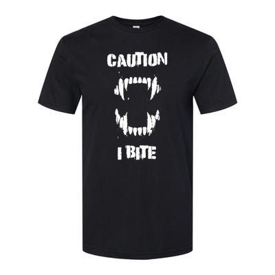 Caution I Bite Vampire Werewolf Halloween Softstyle® CVC T-Shirt