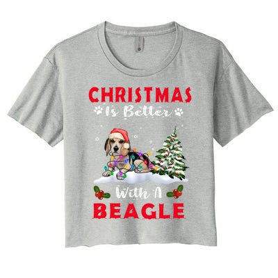 Christmas Is Better With A Beagle Dog Xmas Puppy Lover Cute Gift Women's Crop Top Tee