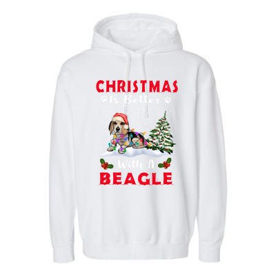 Christmas Is Better With A Beagle Dog Xmas Puppy Lover Cute Gift Garment-Dyed Fleece Hoodie