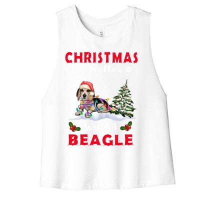 Christmas Is Better With A Beagle Dog Xmas Puppy Lover Cute Gift Women's Racerback Cropped Tank