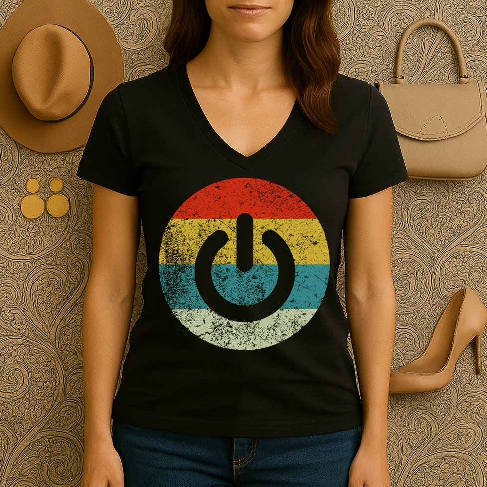 Computer Icons Button Power Women's V-Neck T-Shirt