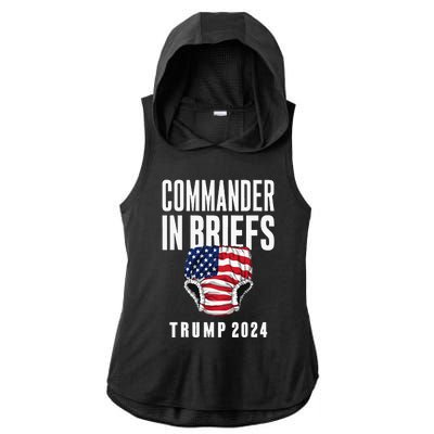 Commander In Briefs Trump 2024 Ladies PosiCharge Tri-Blend Wicking Draft Hoodie Tank