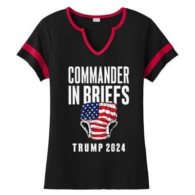 Commander In Briefs Trump 2024 Ladies Halftime Notch Neck Tee