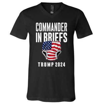 Commander In Briefs Trump 2024 V-Neck T-Shirt