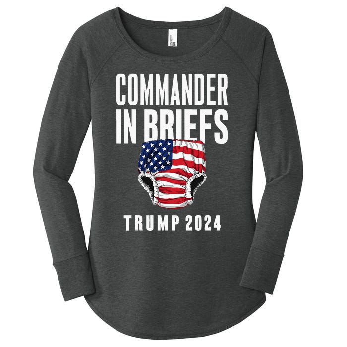 Commander In Briefs Trump 2024 Women's Perfect Tri Tunic Long Sleeve Shirt