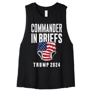 Commander In Briefs Trump 2024 Women's Racerback Cropped Tank