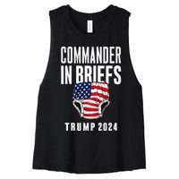 Commander In Briefs Trump 2024 Women's Racerback Cropped Tank