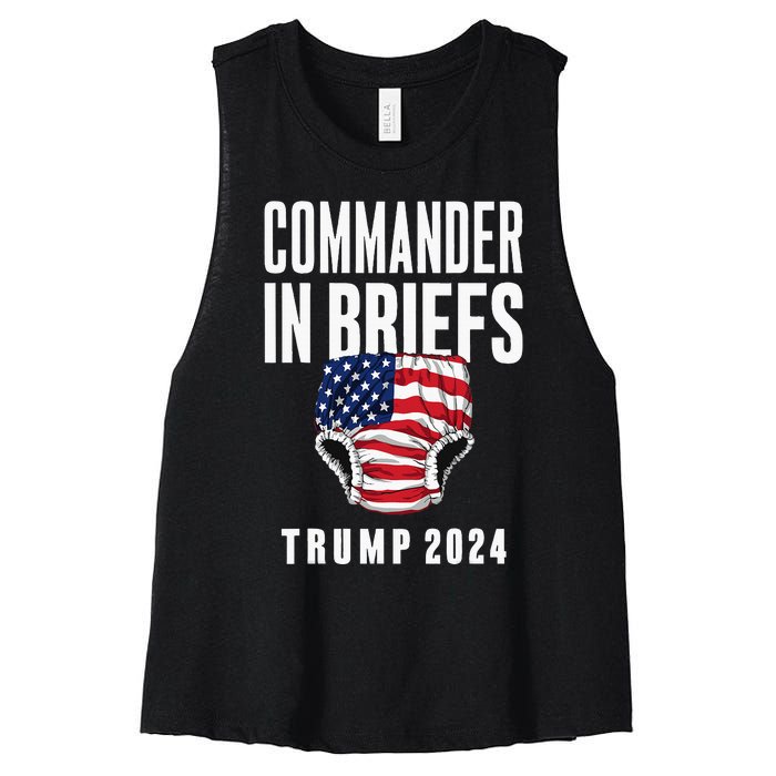 Commander In Briefs Trump 2024 Women's Racerback Cropped Tank