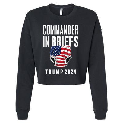 Commander In Briefs Trump 2024 Cropped Pullover Crew