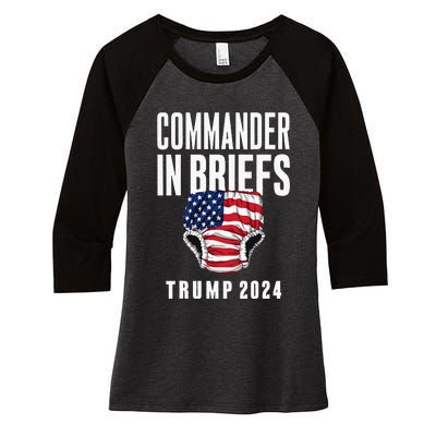 Commander In Briefs Trump 2024 Women's Tri-Blend 3/4-Sleeve Raglan Shirt