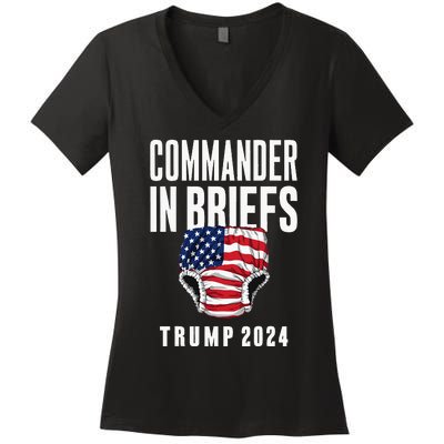 Commander In Briefs Trump 2024 Women's V-Neck T-Shirt