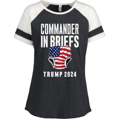 Commander In Briefs Trump 2024 Enza Ladies Jersey Colorblock Tee