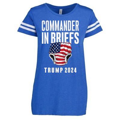 Commander In Briefs Trump 2024 Enza Ladies Jersey Football T-Shirt