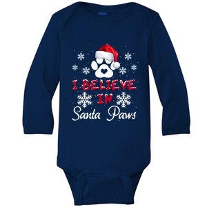 Christmas I Believe In Santa Paws Gift Baby Long Sleeve Bodysuit