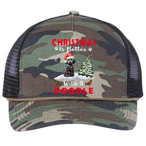 Christmas Is Better With A Poodle Dog Xmas Puppy Lover Great Gift Retro Rope Trucker Hat Cap