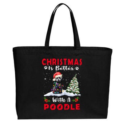 Christmas Is Better With A Poodle Dog Xmas Puppy Lover Great Gift Cotton Canvas Jumbo Tote