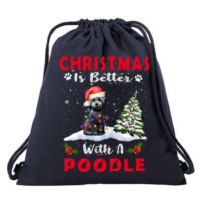 Christmas Is Better With A Poodle Dog Xmas Puppy Lover Great Gift Drawstring Bag