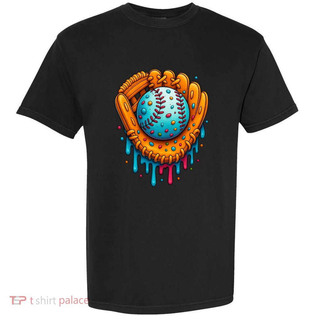 Cool Ice Cream Drip Baseball Glove Garment-Dyed Heavyweight T-Shirt