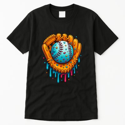 Cool Ice Cream Drip Baseball Glove Tall T-Shirt