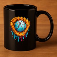 Cool Ice Cream Drip Baseball Glove 11oz C Handle Ceramic Mug