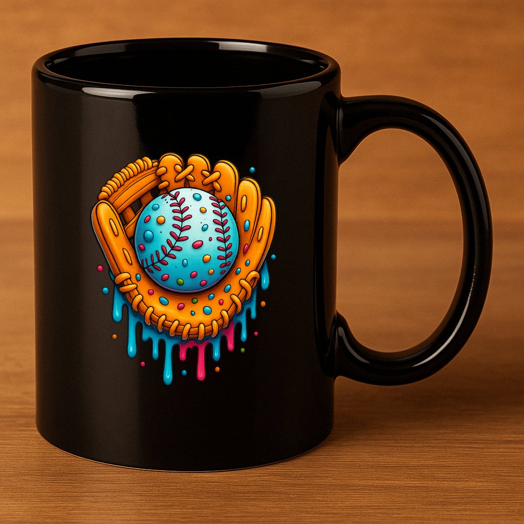 Cool Ice Cream Drip Baseball Glove 11oz C Handle Ceramic Mug