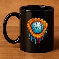Cool Ice Cream Drip Baseball Glove 11oz C Handle Ceramic Mug