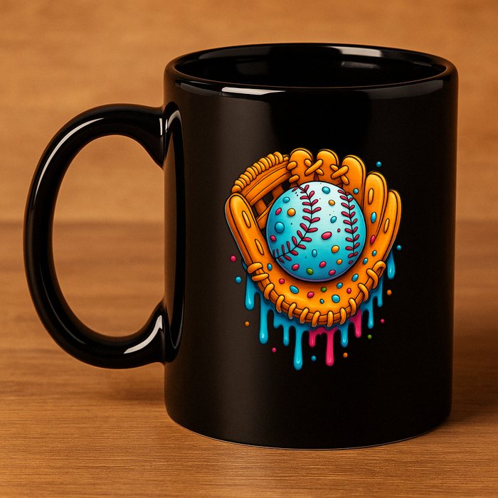 Cool Ice Cream Drip Baseball Glove 11oz C Handle Ceramic Mug