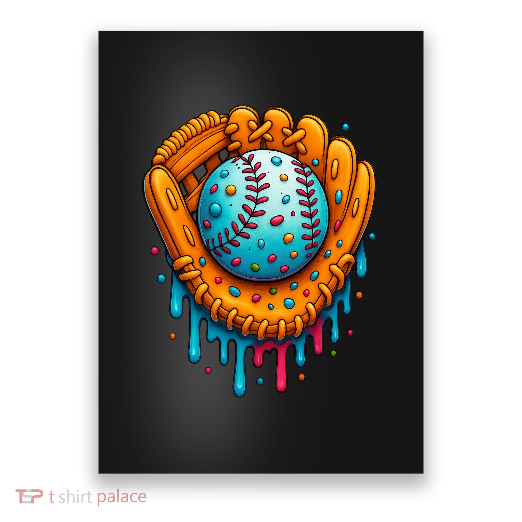 Cool Ice Cream Drip Baseball Glove Poster