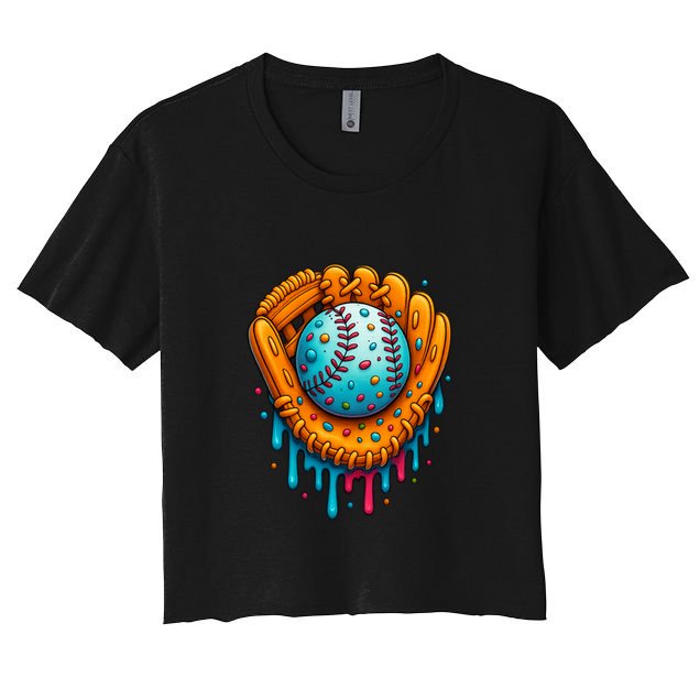 Cool Ice Cream Drip Baseball Glove Crop Top