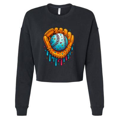 Cool Ice Cream Drip Baseball Glove Cropped Pullover Crew