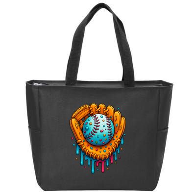 Cool Ice Cream Drip Baseball Glove Zip Tote Bag