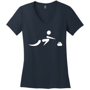 Curling Icon Women's V-Neck T-Shirt