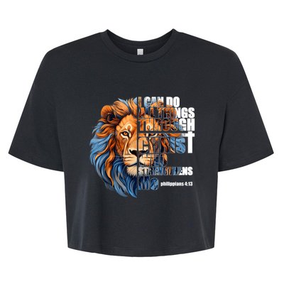 Christian I Can Do All Things Through Christ Lion Faith Bella+Canvas Jersey Crop Tee