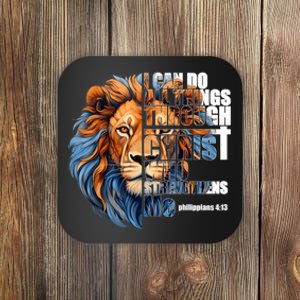 Christian I Can Do All Things Through Christ Lion Faith Coaster