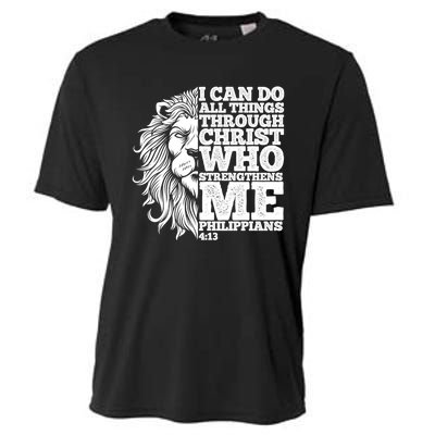 Christian I Can Do All Things Through Christ Lion Faith Gift Cooling Performance Crew T-Shirt