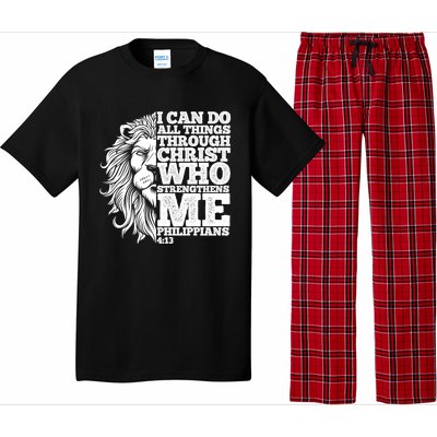 Christian I Can Do All Things Through Christ Lion Faith Gift Pajama Set