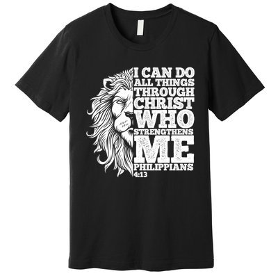 Christian I Can Do All Things Through Christ Lion Faith Gift Premium T-Shirt