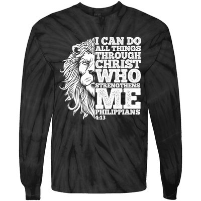 Christian I Can Do All Things Through Christ Lion Faith Gift Tie-Dye Long Sleeve Shirt