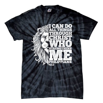 Christian I Can Do All Things Through Christ Lion Faith Gift Tie-Dye T-Shirt