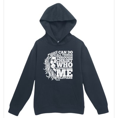 Christian I Can Do All Things Through Christ Lion Faith Gift Urban Pullover Hoodie